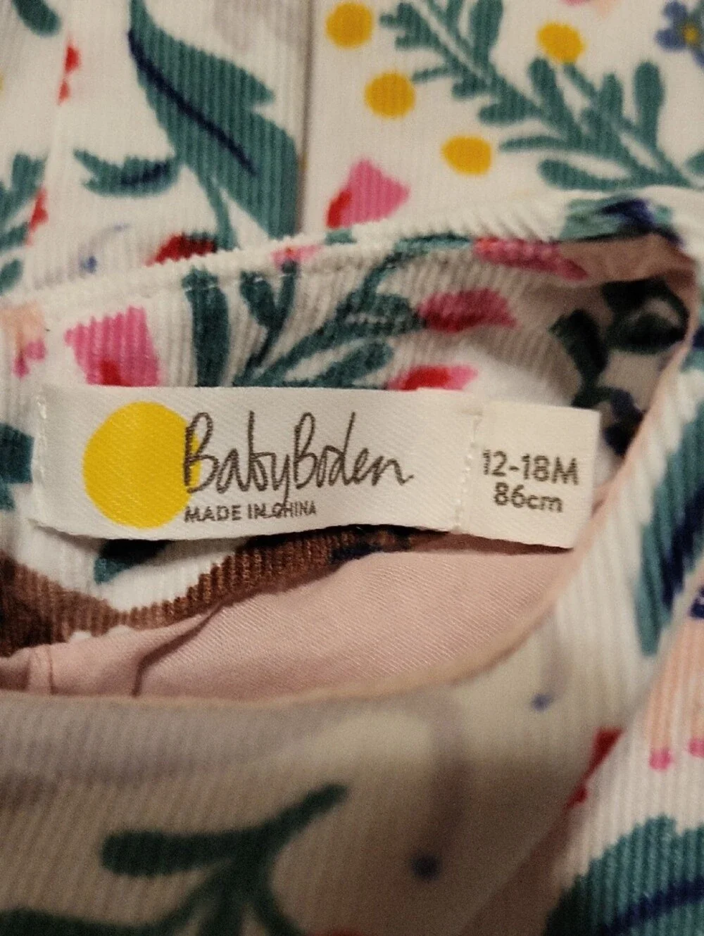 Baby Boden White Floral & Animal Tiered Dress with Multicolor Print
